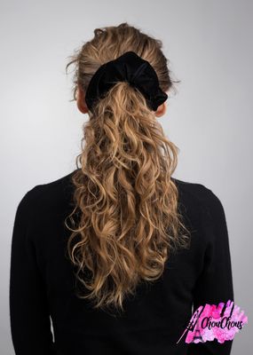 Black Velvet Hair Scrunchy Large Made in the USA