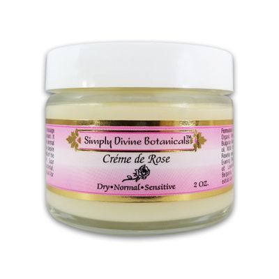 Simply Divine Botanicals Creme de Rose Heavenly Facial Moisturizer - Natural and Organic Face Cream for Dry, Normal, Sensitive, Mature Skin, 2 oz