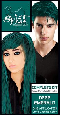 Splat Deep Emerald Semi Permanent Hair Dye Kit with Bleach, 1 Application, Includes Green Hair Dye, Oxide &amp; Bleach Powder, Vegan &amp; Cruelty Free Hair Color