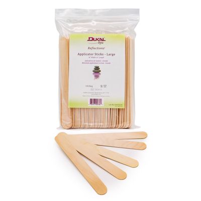 Dukal Large Wooden Wax Sticks - Body Hair Removal Applicator for Waxing,  x 6 (Pack of 100)