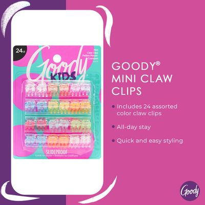 Goody Classics Mini Claw Clips - 2 Count (Pack of 1), Assorted Colors - Great for Easily Pulling Up Your Hair - Pain-Free Hair Accessories for Women, Men, Boys and Girls