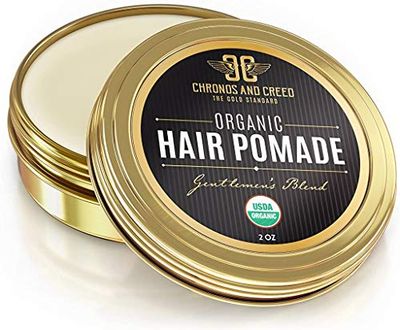 CRIUS COSMETICS Hair Pomade for Men - Certified Organic Pomade with Vegan Ingredients (Chronos And Creed), Natural Hair Balm for Strong Hold &amp; Scalp Care (2 Fl Oz)