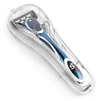 QSHAVE - Portable Travel Razor Protector Hard Case for Manual Razor System (6-1/2&quot; X 2-1/2&quot; X 1&quot;), 1PC, (No Razor In)
