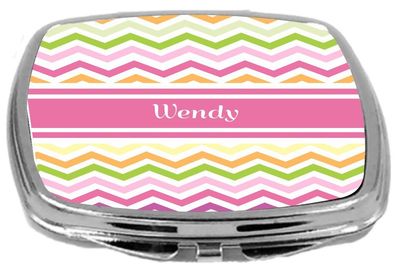 Rikki Knight Pink Chevron Name Design Compact Mirror, Wendy, 3 Ounce