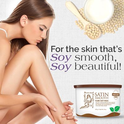 Satin Smooth Soy Hair Removal Wax - Painless Waxing for Sensitive Skin, Effective for Face, Legs, &amp; Bikini, Ideal for Fine to Coarse Hair 14 oz
