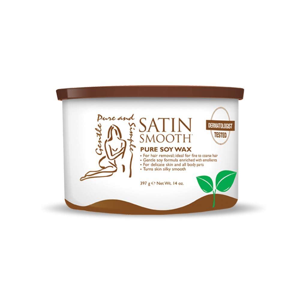 Satin Smooth Soy Hair Removal Wax - Painless Waxing for Sensitive Skin, Effective for Face, Legs, &amp; Bikini, Ideal for Fine to Coarse Hair 14 oz
