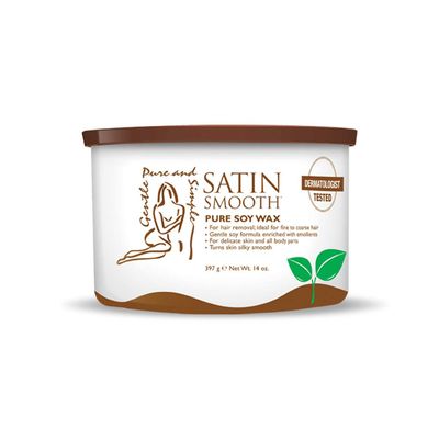 Satin Smooth Soy Hair Removal Wax - Painless Waxing for Sensitive Skin, Effective for Face, Legs, &amp; Bikini, Ideal for Fine to Coarse Hair 14 oz