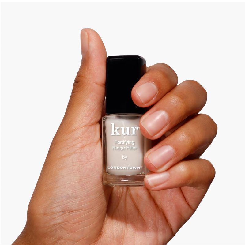 LONDONTOWN Kur Nail Ridge Filler - Smoother - Strengthener - Filler for Damaged Uneven Nails - Fortifying, Self Leveling Base, Vegan, Cruelty Free, Paraben Free, Clear, 0.4 fl oz