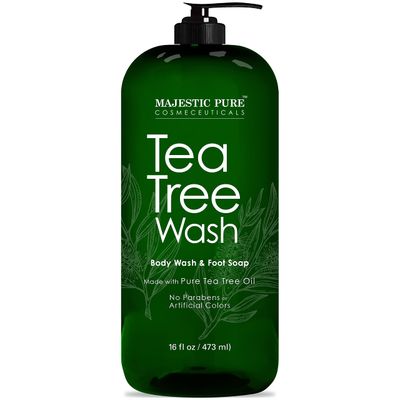Majestic Pure Tea Tree Body Wash - Formulated to Combat Dry, Flaky Skin - Soothes, Nourishes and Moisturizes Irritated, Chapped, Problem Skin Areas - (Packaging may Vary) -16 fl. oz.