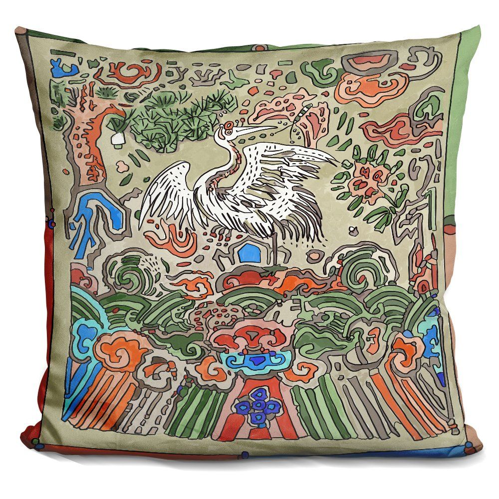 LiLiPi Asian Crane Decorative Accent Throw Pillow