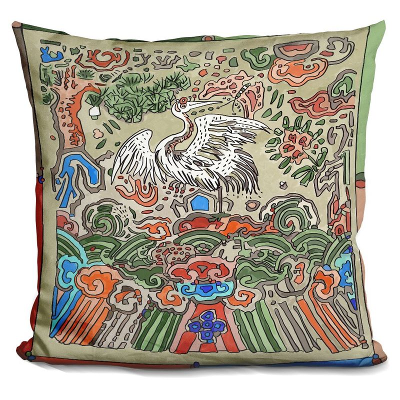 LiLiPi Asian Crane Decorative Accent Throw Pillow