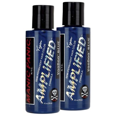 MANIC PANIC Voodoo Blue Hair Color - Amplified - (2PK) Semi Permanent Hair Dye - Dark Cyan Blue with Green Undertones - For Dark, Light Hair- Vegan, PPD &amp; Ammonia Free For Coloring Hair on Men &amp; Women