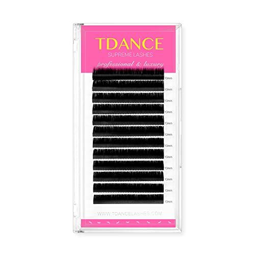 TDANCE Premium D Curl 14mm Semi Permanent Individual Eyelash Extensions 0.05mm Thickness False Mink Silk Volume Lashes Extensions Professional Salon Use(D,0.05,14mm)
