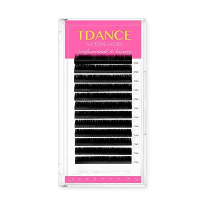 TDANCE Premium D Curl 14mm Semi Permanent Individual Eyelash Extensions 0.05mm Thickness False Mink Silk Volume Lashes Extensions Professional Salon Use(D,0.05,14mm)