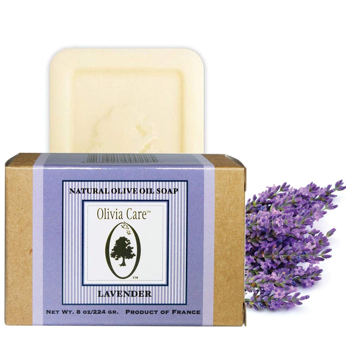 Olivia Care Premium Bath &amp; Body Bar Soap | Organic &amp; Natural | Olive Oil | Repairs, Hydrates, &amp; Deep Cleans | Repair Dry Skin | Made in USA | 8 OZ - LAVENDER