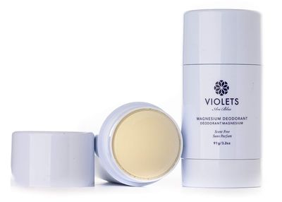Violets Are Blue - Magnesium Deodorant | Non-Toxic, Baking Soda-Free, Aluminum-Free (Unscented, 3.2 oz | 91 g)
