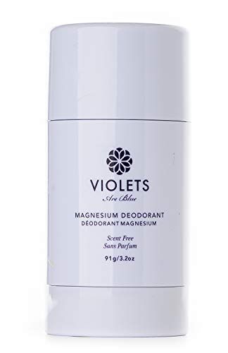 Violets Are Blue - Magnesium Deodorant | Non-Toxic, Baking Soda-Free, Aluminum-Free (Unscented, 3.2 oz | 91 g)