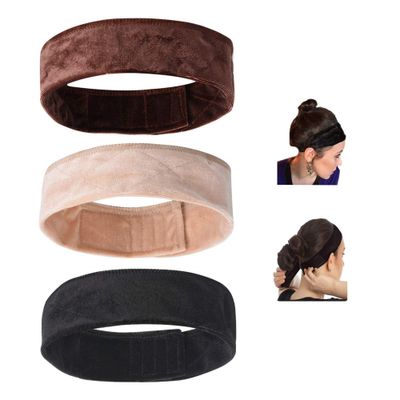 sansheng 3 Pack Wig Grip Band?Velvet Headband Scarf Head Hair Band Extra Hold Wig Adjustable Fastern,Stretch Cotton headband?3 colors?