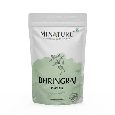Bhringraj Powder (Eclipta Prostrata) by mi nature | 227g (8 oz)(0.5 lb) | 100% Natural and Pure | Hair Growth | Hair Pack | Improves Hair quality | Resealable zip lock pouch