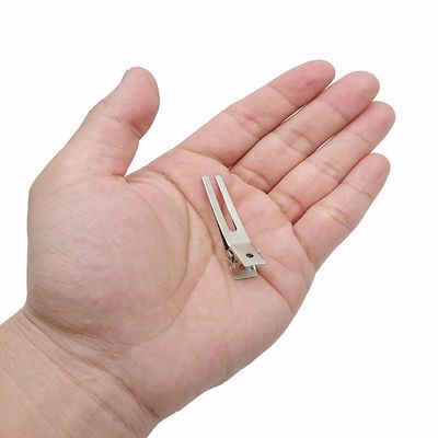 30 Pcs Hairdressing Double Prong Curl Clips 1.8" Setting Section Clips for Hair Bows, Styling Clips for Salons and Barbers, Silver