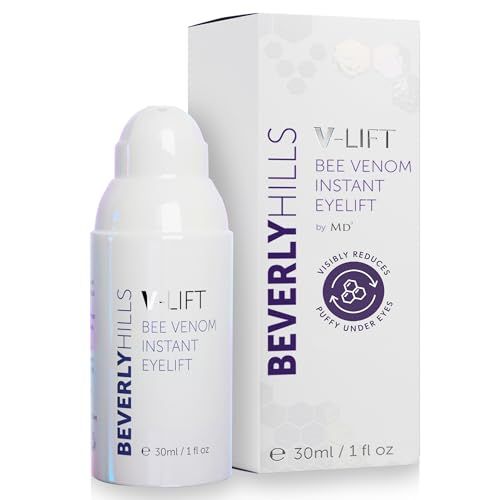 Beverly Hills V-Lift Instant Eye Lift and Eye Tuck Bee Venom Serum for Puffy Eyes, Dark Circles, Wrinkles, and Under Eye Bags Treatment for Women and Men | 30mL (120 Day Supply)