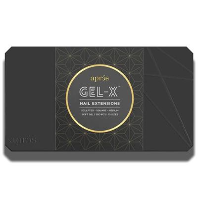 Aprs Gel-X Nail Kit Refills - Box of 500 Nail Tips, Sizes 0-9 (Sculpted Square Medium)