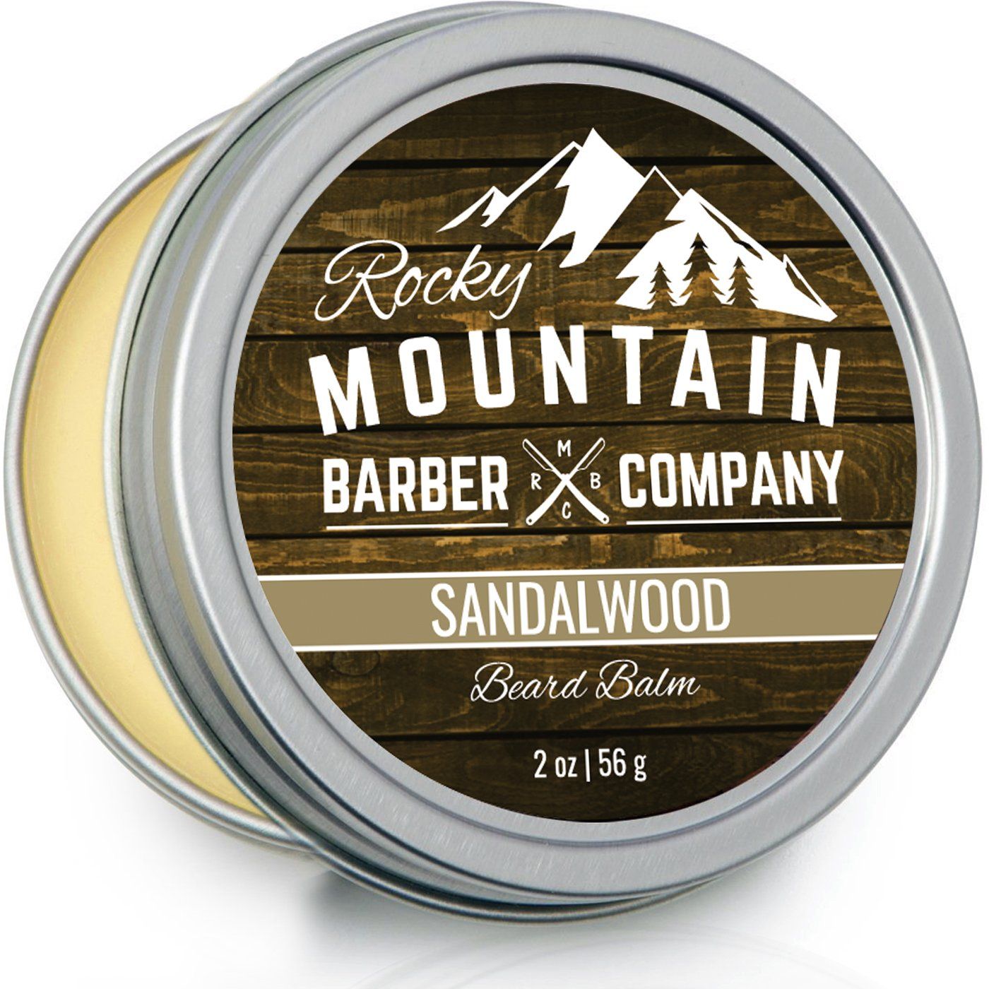 Beard Balm - Sandalwood Blend - Rocky Mountain Barber - with Nutrient Rich Bees Wax, Jojoba, Shea Butter, Coconut Oil - Contains Real Sandalwood Essential Oil