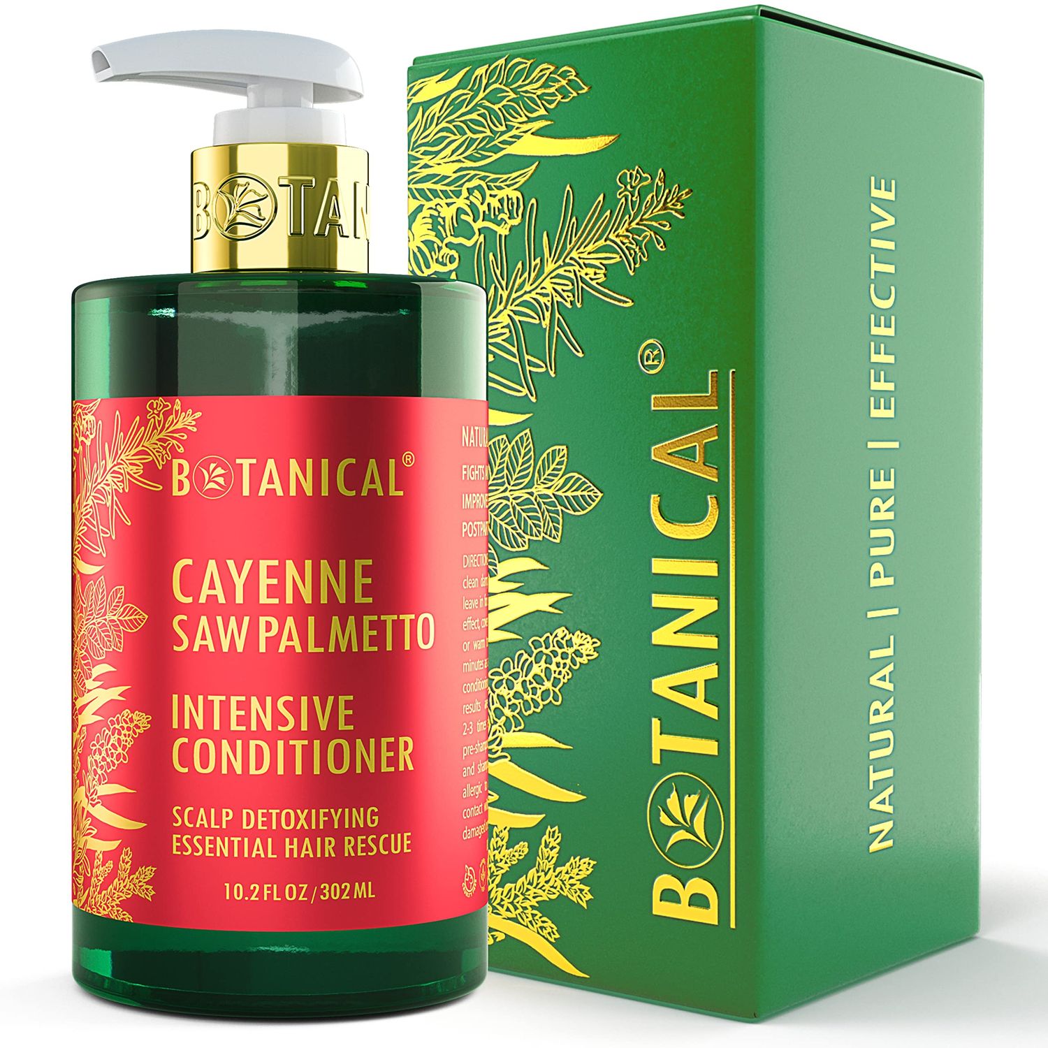 Botanical Hair Growth Conditioner Scalp Detox Intensive Anti-Hair Loss Conditioner for Thinning Hair, Cayenne Saw Palmetto Conditioner for Hair Loss, Thickening Products For Women &amp; Men 10.2 Fl Oz