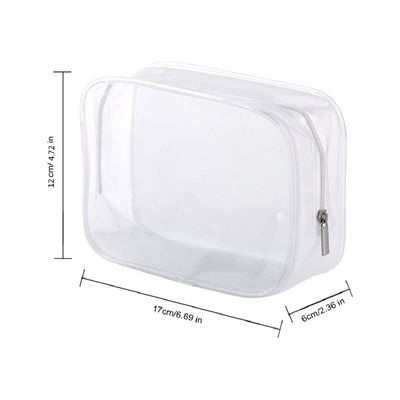 BEFORYOU 6 Pack Clear Toiletry Carry Pouch with Zipper Portable Plastic Waterproof Cosmetic Bag TSA Approved for Vacation Travel Bathroom and Organizing (White, Small)