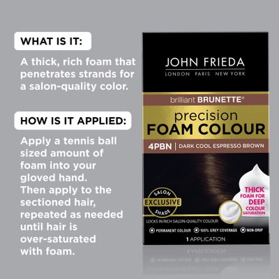 John Frieda Precision Foam Permanent Hair Colour in 4PBN Dark Cool Espresso Brown