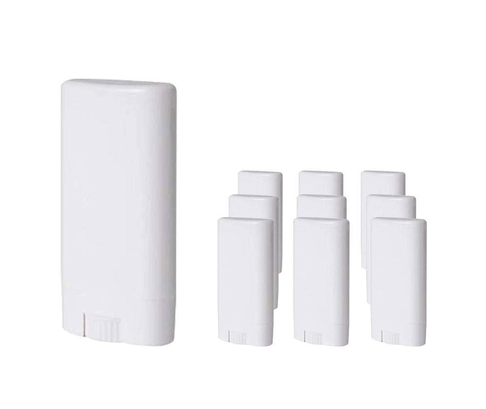 GOEGE Empty Plastic Oval Deodorant Containers Lip Balm Tubes with Lid Caps 15ML for Lipstick, Crayon,chapstick,homemade Lip Balm,BPA Free (10 Pcs)