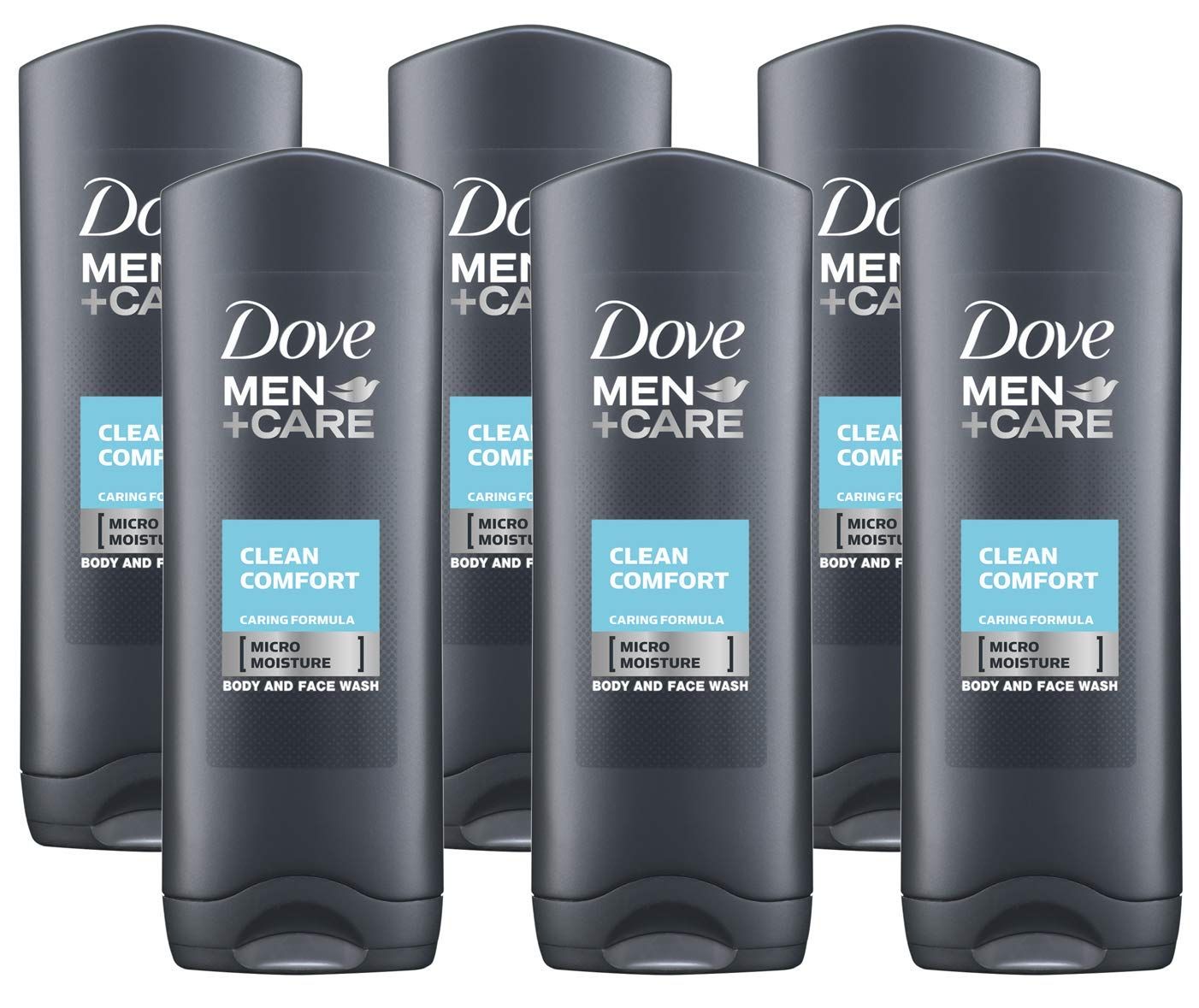Dove Men Care Body &amp; Face Wash, Clean Comfort - 13.5 Fl Oz / 400 mL X 6 Pack Case, Made in Germany