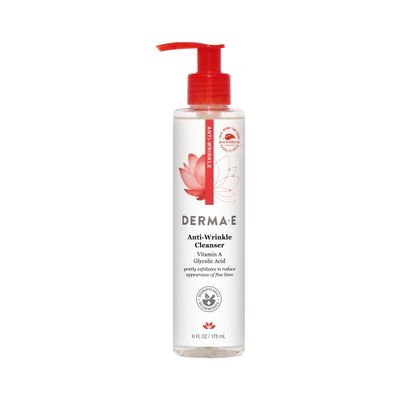 Derma E Anti-Wrinkle Cleanser - Anti-Aging Face Wash with Glycolic Acid and Vitamin A - Gentle Cleansing and Exfoliating Facial Wash Removes Makeup, Oil and Impurities, 6 oz