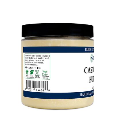 Zatural Castor Body Butter 8 Fl Oz Castor Oil Raw Shea Butter Moisturizing Skin Hair Body 100% Natural Clean Simple Ingredients