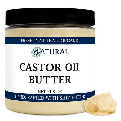 Zatural Castor Body Butter 8 Fl Oz Castor Oil Raw Shea Butter Moisturizing Skin Hair Body 100% Natural Clean Simple Ingredients