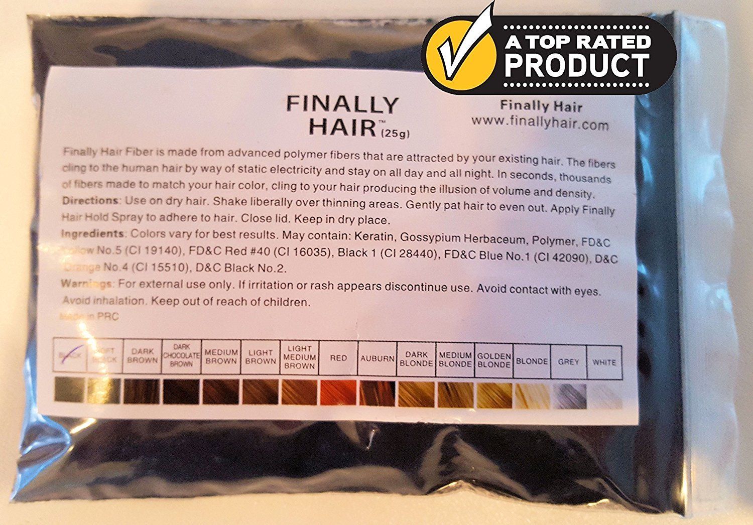 Hair Building Fibers Black 25 Grams Refill Your Existing Bottle. Highest Grade Fiber By Finally Hair (Black)