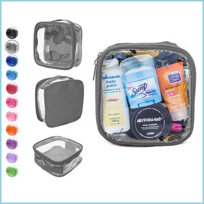 EzPacking Clear TSA Approved 3-1-1 Travel Toiletry Bag for Carry On/Quart Size Transparent Liquids Pouch for Airport Security/Reusable See Through Vinyl &amp; PVC Plastic Organizer Men Women (Gray)