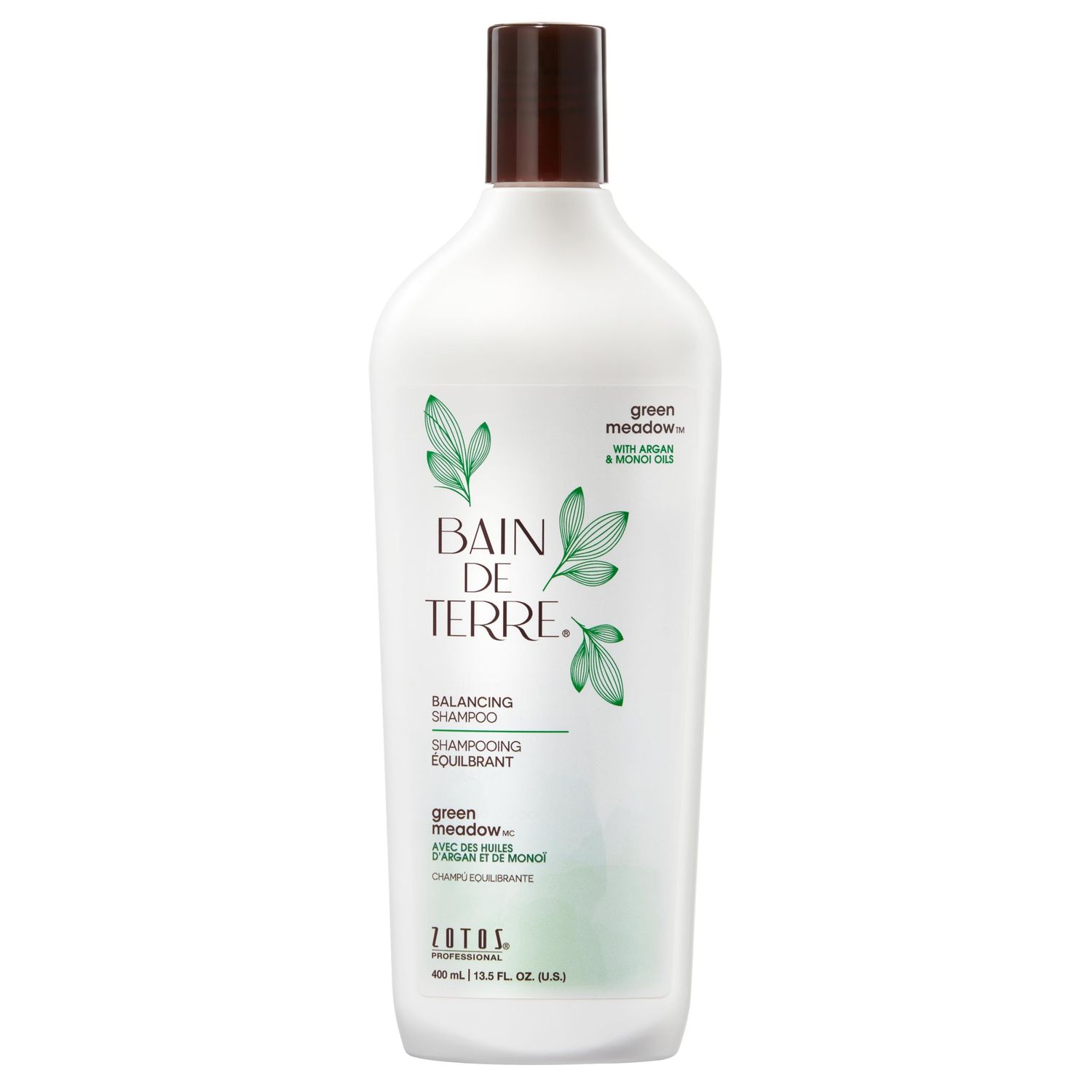 Bain de Terre Green Meadow Balancing Shampoo, Gentle Cleansing for Soft, Silky Hair with Argan &amp; Monoi Oils, Paraben-free, Color-Safe, 13.5 Fl Oz