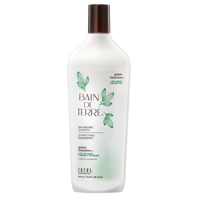 Bain de Terre Green Meadow Balancing Shampoo, Gentle Cleansing for Soft, Silky Hair with Argan &amp; Monoi Oils, Paraben-free, Color-Safe, 13.5 Fl Oz