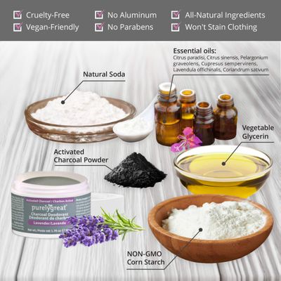 Natural Deodorant with Activated Charcoal | For Men &amp; Women | Long-Lasting, EWG Verified, Vegan, Aluminum Free, Cruelty-Free, No Aluminum, No Parabens, BPA Free | Lavender Scent by Purelygreat