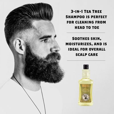 Reuzel 3-In-1 Tea Tree Shampoo, Cleanses Hair and Body, 33.81 oz