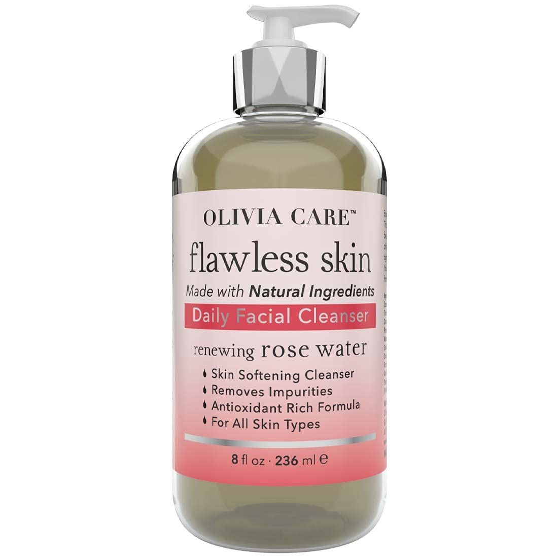 Daily Brightening Facial Cleanser - Natural Moisturize, Hydrate, Cleanse - Brighten Age Spot, Tighter &amp; Soothe Skin - Antioxidants - All Skin Types. Evens Complexation - 8 FL OZ (Rose Water)