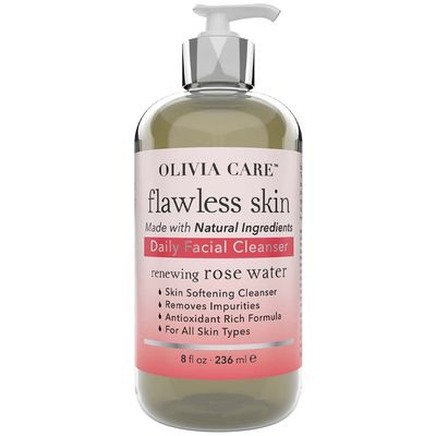 Daily Brightening Facial Cleanser - Natural Moisturize, Hydrate, Cleanse - Brighten Age Spot, Tighter &amp; Soothe Skin - Antioxidants - All Skin Types. Evens Complexation - 8 FL OZ (Rose Water)