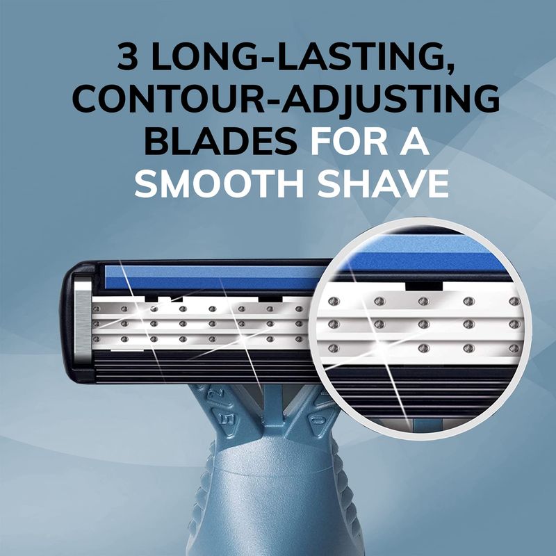 BIC Flex 3 Titanium Mens Disposable Razors With 3 Blades, Ideal Razor For Face and Body Shaving, 8 Piece Razor Kit for Men