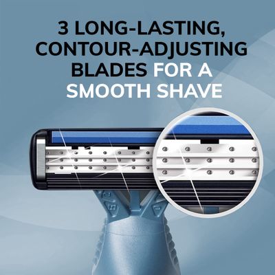 BIC Flex 3 Titanium Mens Disposable Razors With 3 Blades, Ideal Razor For Face and Body Shaving, 8 Piece Razor Kit for Men