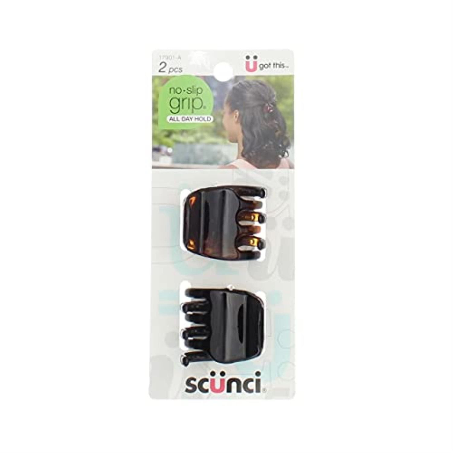 Scunci No-slip Grip Chunky Jaw Clips, 3.5 Cm, (Pack of 2)