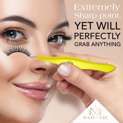 Majestic Bombay Fine Point Tweezers for Women and Men - Splinter Ticks, Facial, Brow and Ingrown Hair Removal-Sharp, Needle Nose, Surgical Tweezers Precision Pluckers best tweezers for chin hair