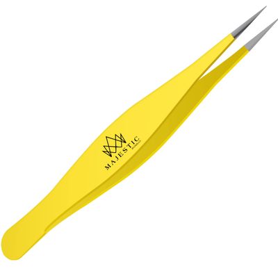 Majestic Bombay Fine Point Tweezers for Women and Men - Splinter Ticks, Facial, Brow and Ingrown Hair Removal-Sharp, Needle Nose, Surgical Tweezers Precision Pluckers best tweezers for chin hair