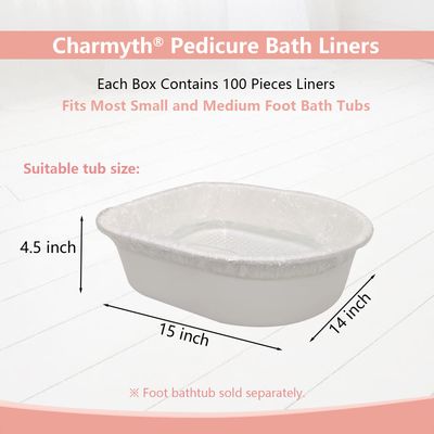 Charmyth Pedi Guard Bath Liners, Disposable Pedicure Liners, Spa Footsie Clear Pedi Guard Bath Liners for Foot Bath Spa Massage Thick Elastic 100 Count