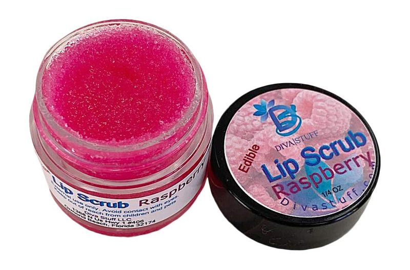 Diva Stuff Ultra Hydrating Lip Scrub for Soft Lips, Gentle Exfoliation, Moisturizer &amp; Conditioner, Raspberry Flavor-  oz (Made in the USA)